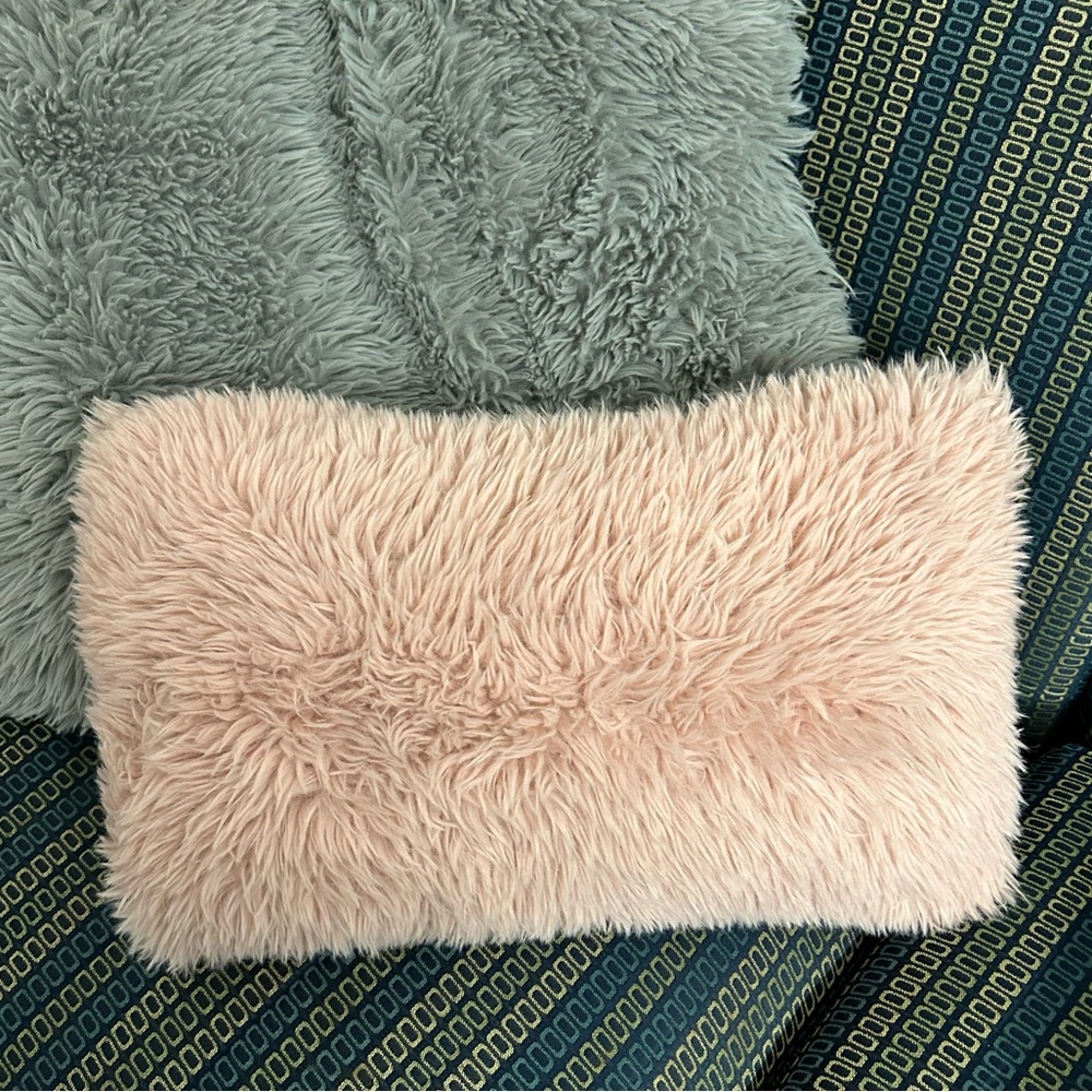 Faux Fur Lumbar Throw Pillow Light Pink
